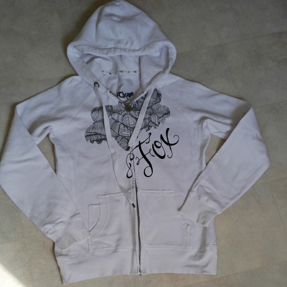 Fox White Graphic Zip-Up Hoodie